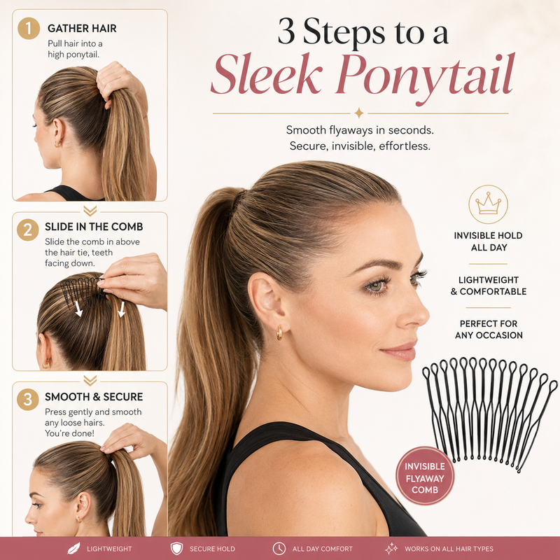 Flexible comb with invisible grip for loose hair