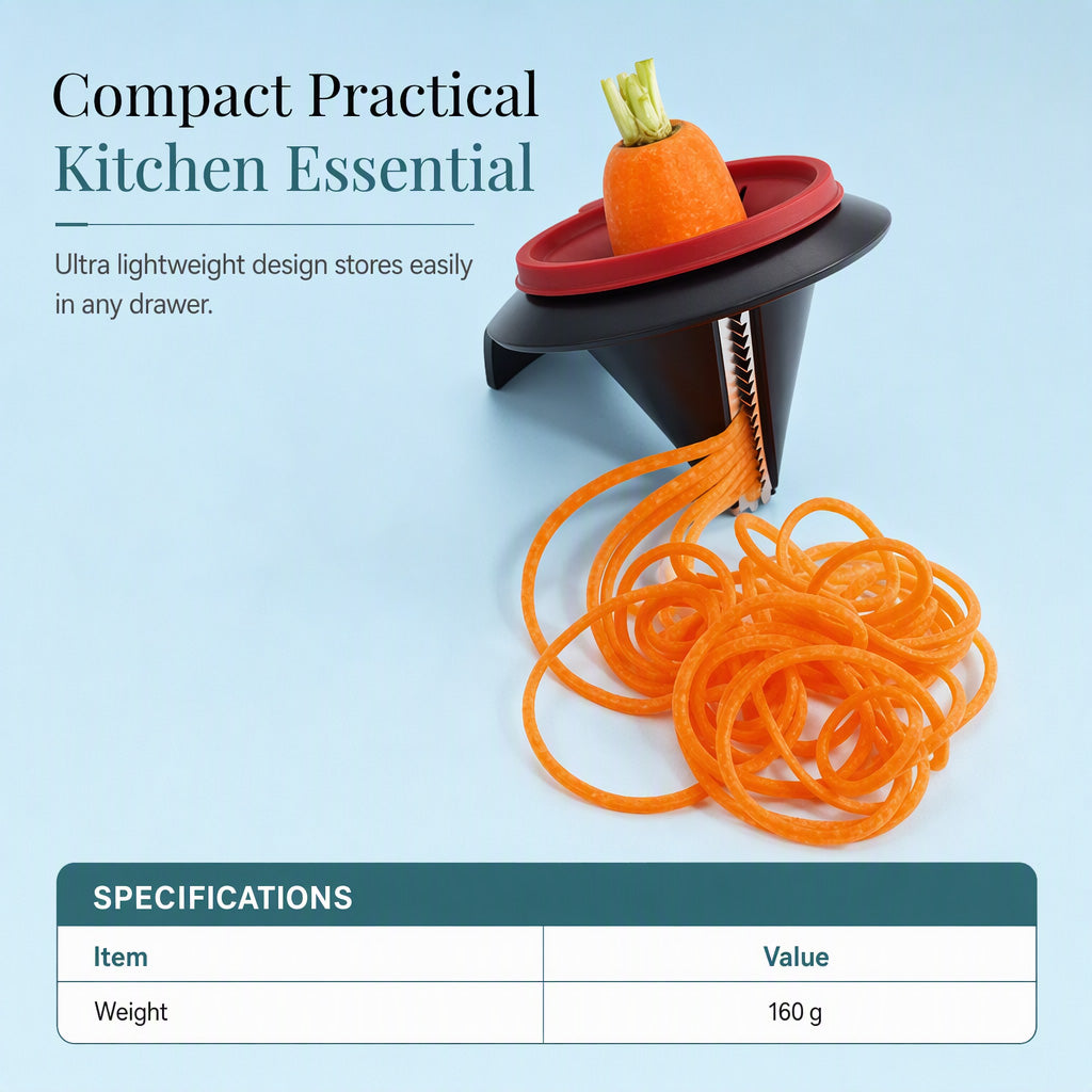 Hand-held spiral cutter and vegetable grater