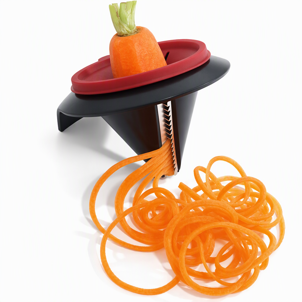 Hand-held spiral cutter and vegetable grater